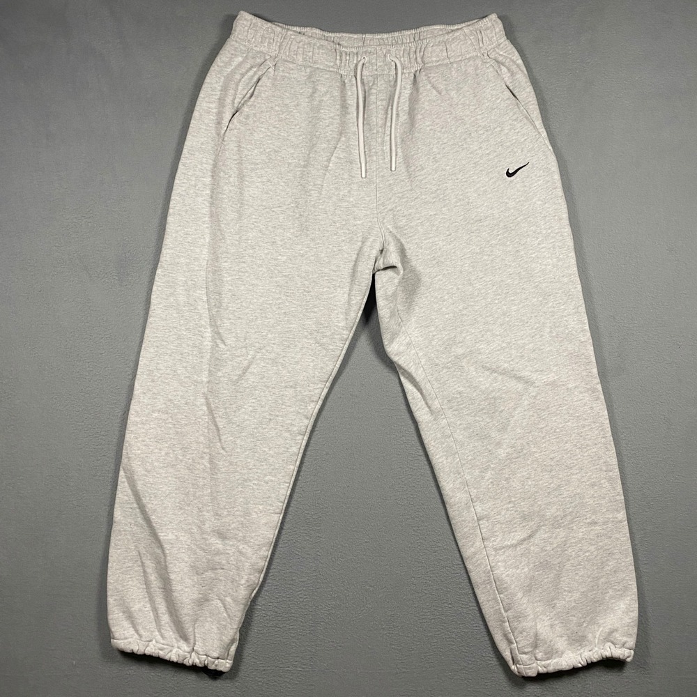 Nike Sweatpants Mens Large Grey Fleece Joggers Embroidered Swoosh IX1934-051